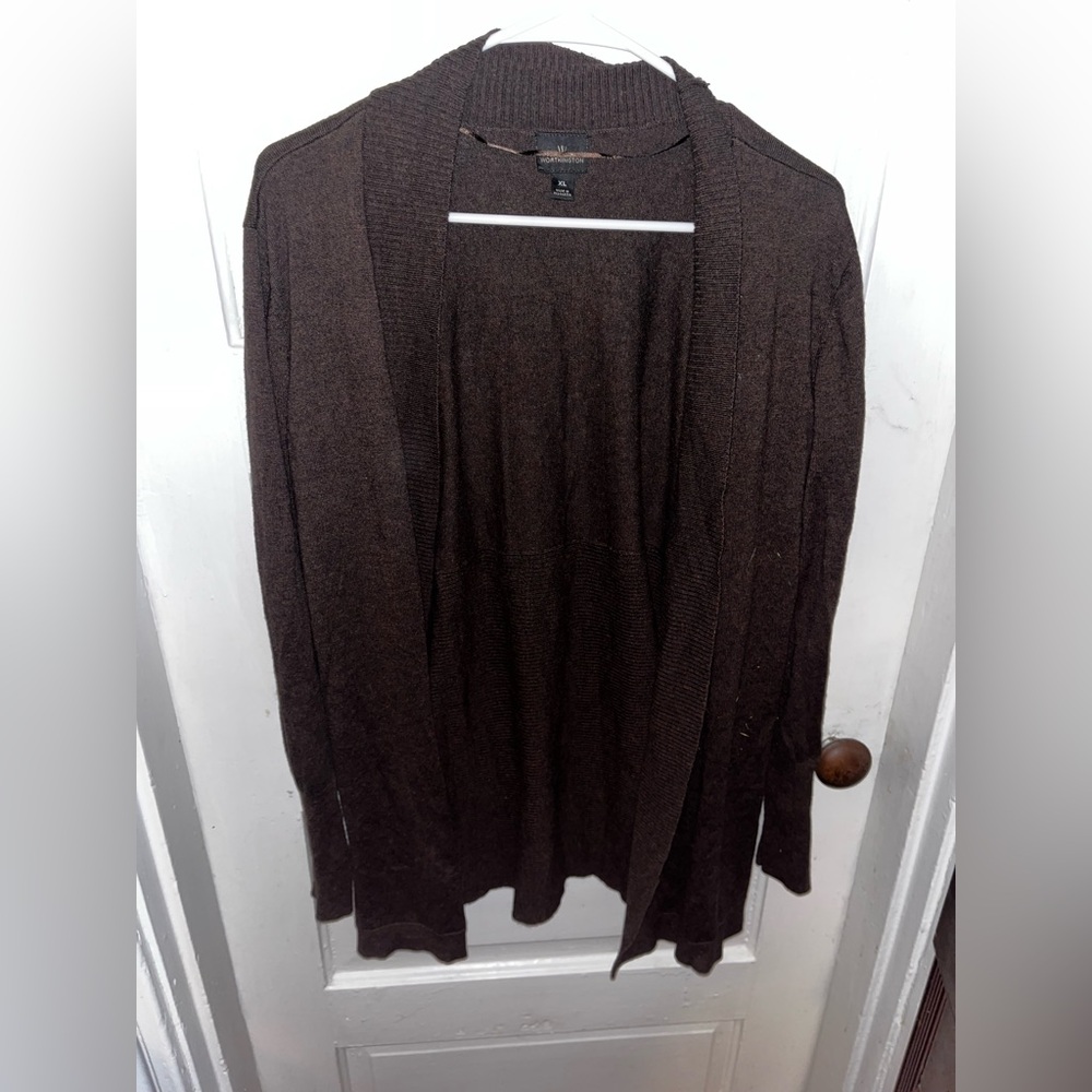 Worthington Open Face Swing Collared Cardigan